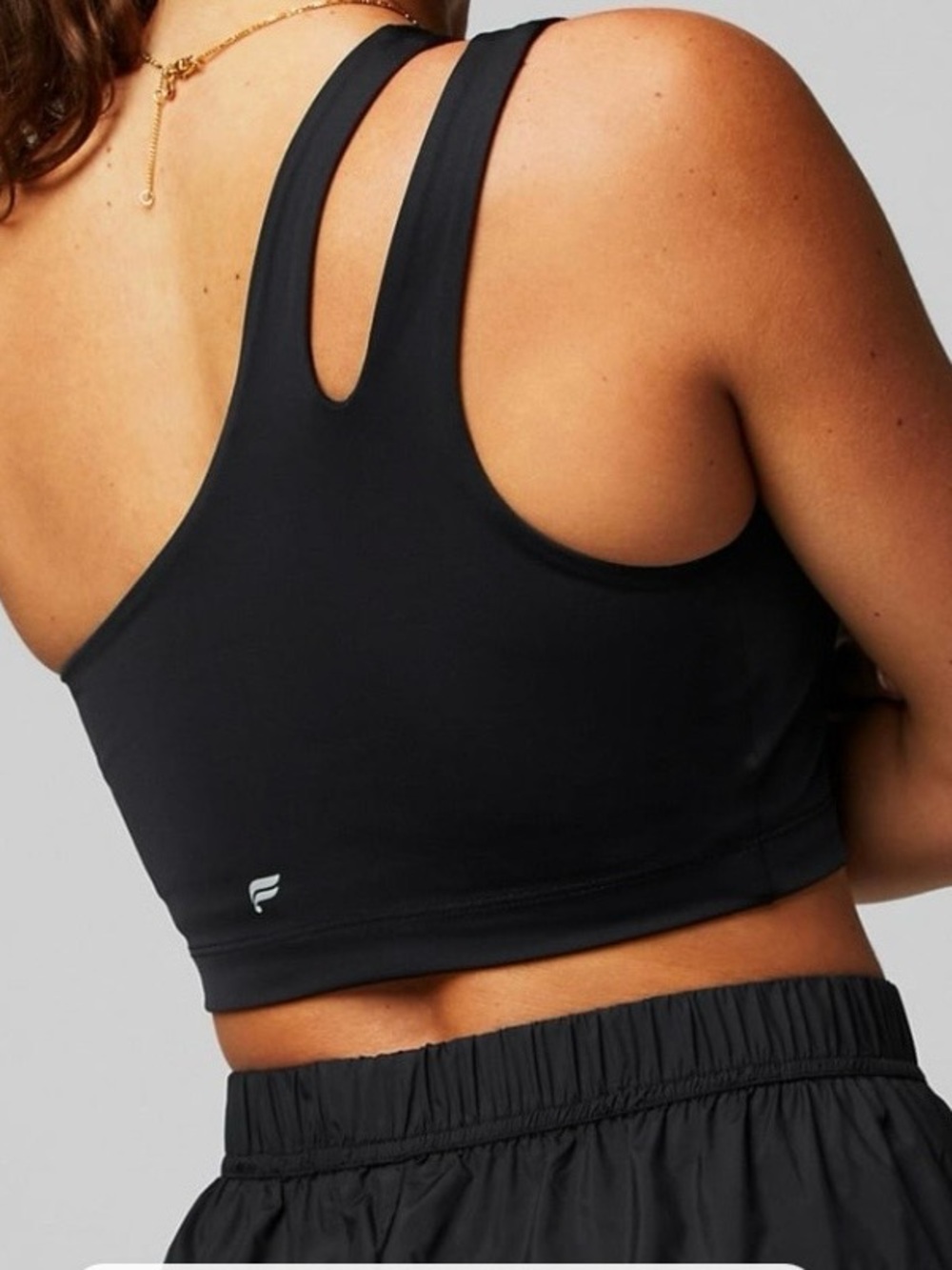 Fabletics Bra Asymmetrical Double Strap Midi Black Sz Small